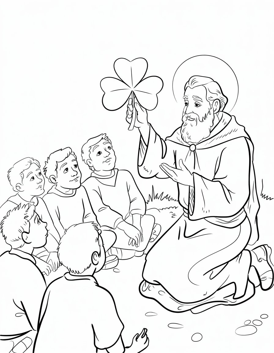 Patrick Teaching with Shamrock